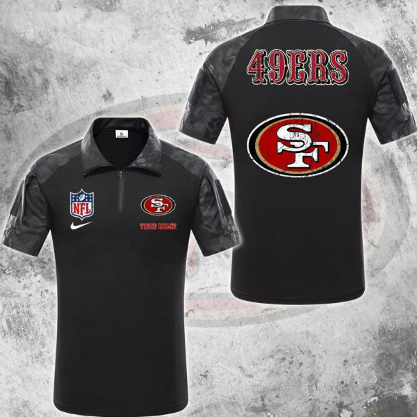 NFL San Francisco 49ers Tactical Polo Shirt, Custom Football Zip Polo Shirt