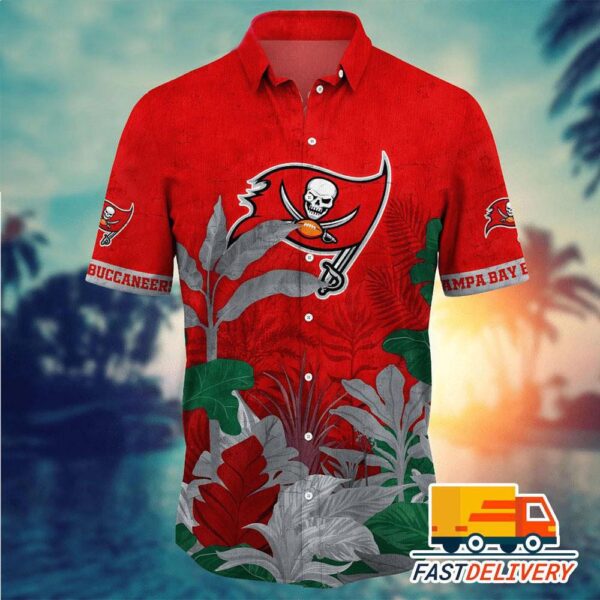 NFL Tampa Bay Buccaneers Hawaiian Shirt Tropical Tree Gift For Fans Football Lover