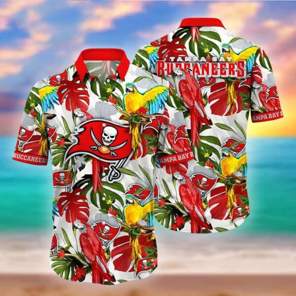 NFL Tampa Bay Buccaneers Palm Tree And Parrot Hawaiian Shirt