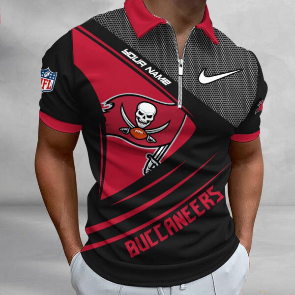 NFL Tampa Bay Buccaneers Polo Shirt, Football Sport Zip Polo Shirt