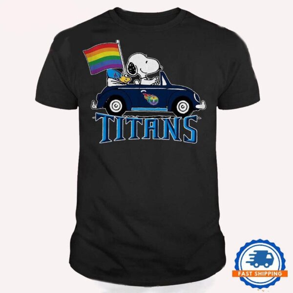 NFL Tennessee Titans Snoopy Peanuts LGBT Flag T Shirt, LGBT Pride T Shirt