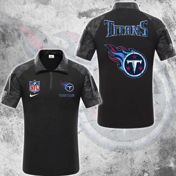 NFL Tennessee Titans Tactical Polo Shirt, Custom Football Zip Polo Shirt