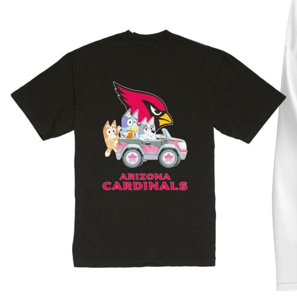 NFL The Bluey Characters Driving Car Arizona Cardinals Shirt, Gift For Football Fans