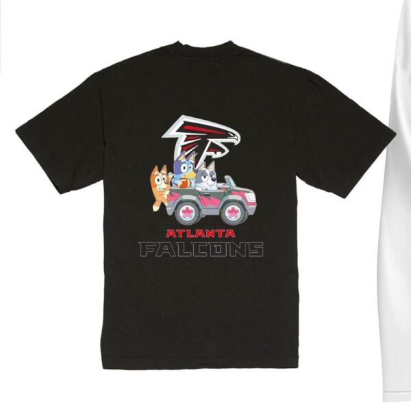 NFL The Bluey Characters Driving Car Atlanta Falcons Shirt, Gift For Football Fans