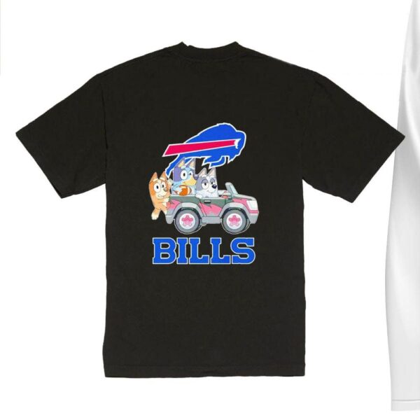 NFL The Bluey Characters Driving Car Buffalo Bills Shirt, Gift For Football Fans