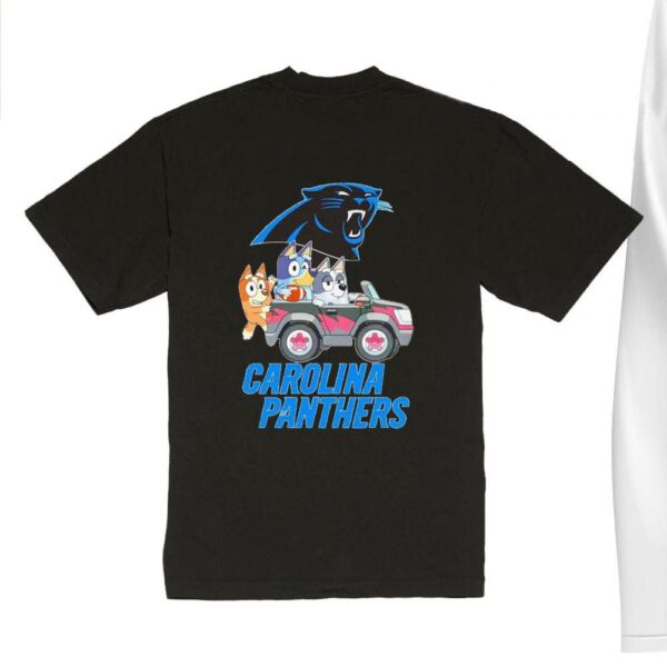 NFL The Bluey Characters Driving Car Carlonia Panthers Shirt, Gift For Football Fans