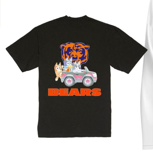 NFL The Bluey Characters Driving Car Chicago Bears Shirt, Gift For Football Fans