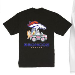 NFL The Bluey Characters Driving Car Denver Broncos Shirt, Gift For Football Fans