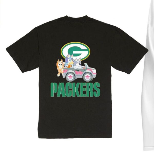 NFL The Bluey Characters Driving Car Green Bay Packers Shirt, Gift For Football Fans