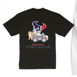 NFL The Bluey Characters Driving Car Houston Texans Shirt, Gift For Football Fans