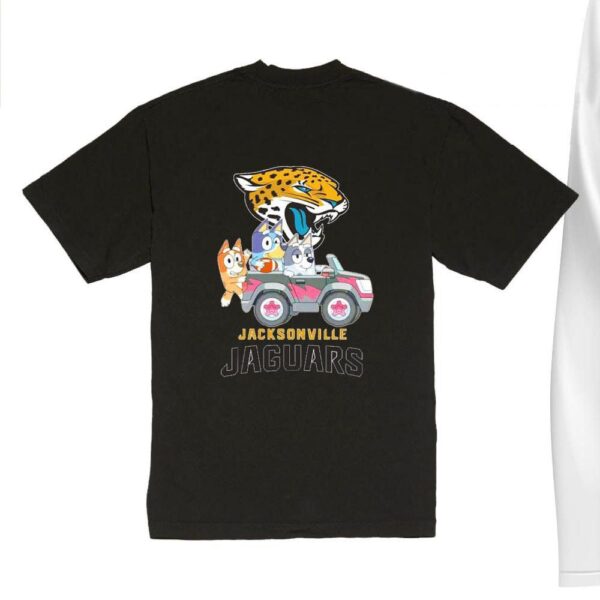 NFL The Bluey Characters Driving Car Jacksonville Jaguars Shirt, Gift For Football Fans