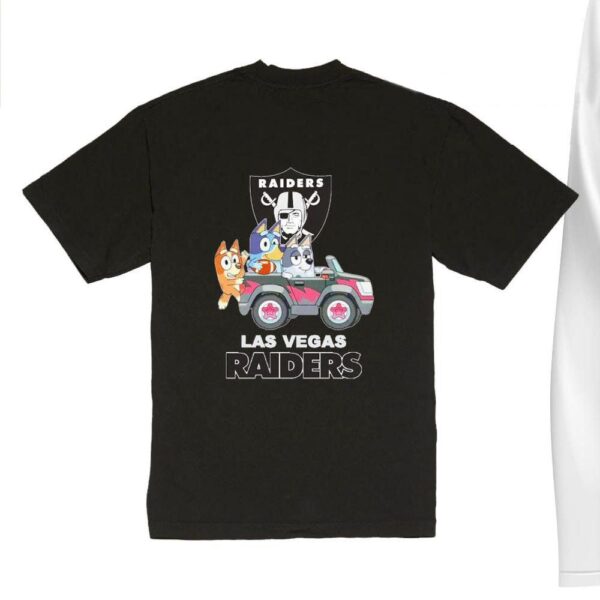 NFL The Bluey Characters Driving Car Las Vegas Raiders Shirt, Gift For Football Fans