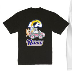 NFL The Bluey Characters Driving Car Los Angeles Rams Shirt, Gift For Football Fans