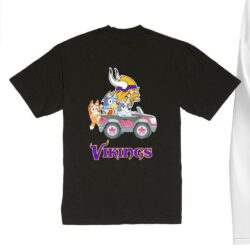 NFL The Bluey Characters Driving Car Minnesota Vikings Shirt, Gift For Football Fans