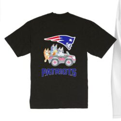 NFL The Bluey Characters Driving Car New England Patriots Shirt, Gift For Football Fans