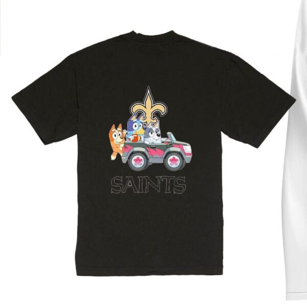 NFL The Bluey Characters Driving Car New Orleans Saints Shirt, Gift For Football Fans