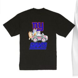 NFL The Bluey Characters Driving Car New York Giants Shirt, Gift For Football Fans