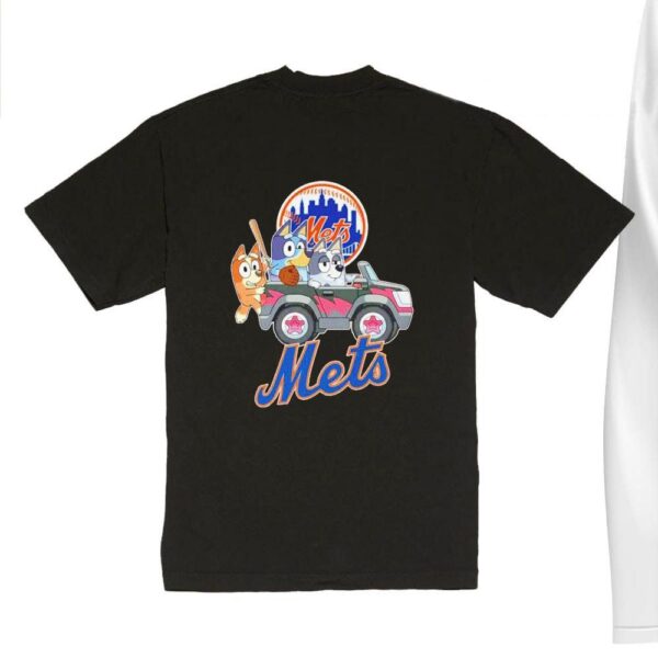 NFL The Bluey Characters Driving Car New York Mets Shirt, Gift For Football Fans