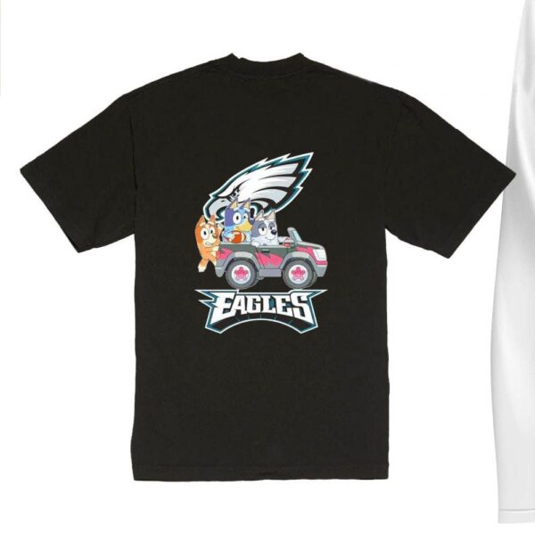 NFL The Bluey Characters Driving Car Philadenphia Eagles Shirt, Gift For Football Fans