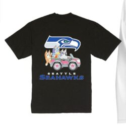 NFL The Bluey Characters Driving Car Seattle Seahawks Shirt, Gift For Football Fans