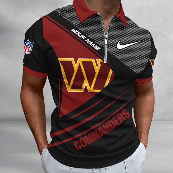 NFL Washington Commanders Polo Shirt, Football Sport Zip Polo Shirt