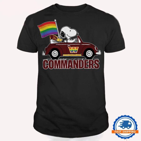 NFL Washington Commanders Snoopy Peanuts LGBT Flag T Shirt, LGBT Pride T Shirt