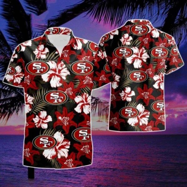 Nighttime Floral San Francisco 49ers Hawaiian Shirt