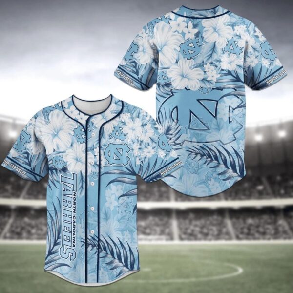 North Carolina Tar Heels NCAA Baseball Jersey Shirt Flower