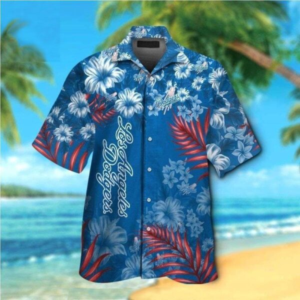 Oceanic Blues LA Dodgers Hibiscus Hawaiian Shirt