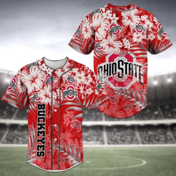 Ohio State Buckeyes NCAA Baseball Jersey Shirt Flower