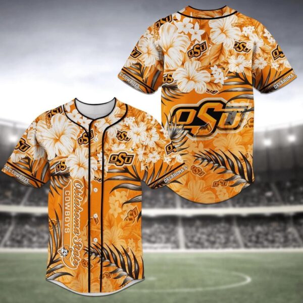 Oklahoma State Cowboys NCAA Baseball Jersey Shirt Flower