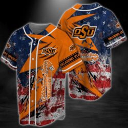 Oklahoma State Cowboys NCAA Baseball Jersey Shirt US Flag