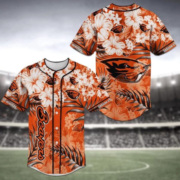 Oregon State Beavers NCAA Baseball Jersey Shirt Flower