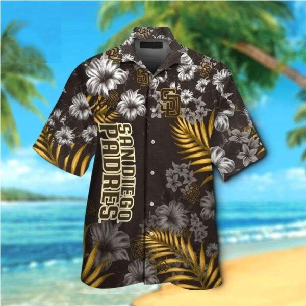 Padres Plumeria Breeze – San Diego Floral Dark MLB Hawaiian Shirt