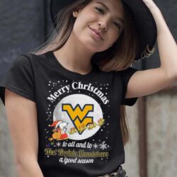 Peanuts Snoopy Merry Christmas To All And To All A West Virginia Mountaineers A Good Season Shirt