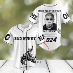 Personalized Bad Bunny 2024 Portrait White Design Baseball Jersey