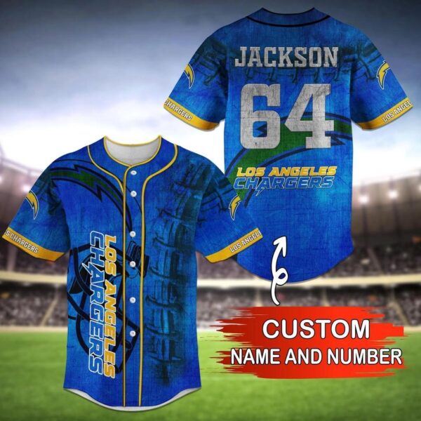 Personalized Los Angeles Chargers NFL Baseball Jersey Shirt with Custom Name