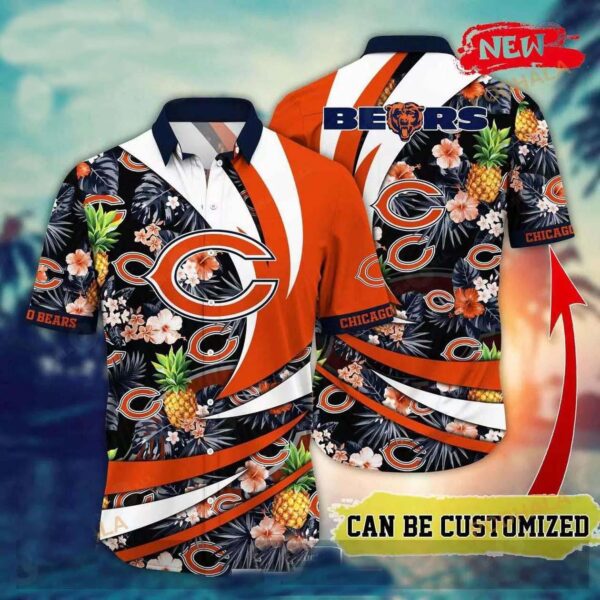 Personalized Name Chicago Bears Nfl Flower Pineapple Summer Football Hawaiian Shirt