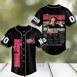 Personalized Sopranos 25th Anniversary 1999 2024 Black Design Baseball Jersey