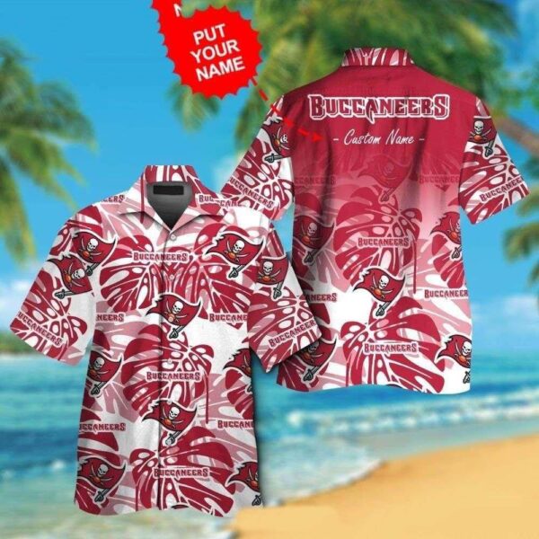 Personalized Tampa Bay Buccaneers Fanatic Red And White Aloha Shirt