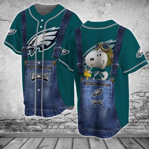 Philadelphia Eagles NFL Baseball Jersey Shirt For This Season Snoopy