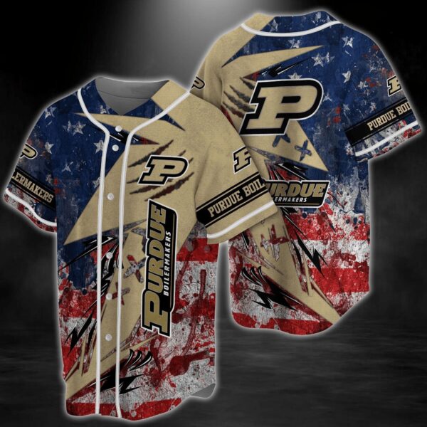 Purdue Boilermakers NCAA Baseball Jersey Shirt US Flag