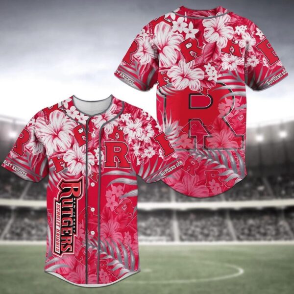 Rutgers Scarlet Knights NCAA Baseball Jersey Shirt Flower