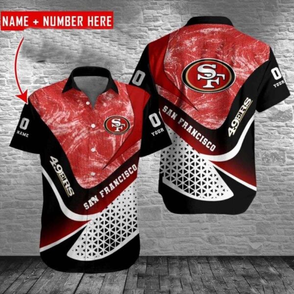 San Francisco 49ers Abstract Geometric Rush Customizable Hawaiian Shirt