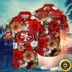 San Francisco 49ers Golden State Floral Emblem Aloha Shirt