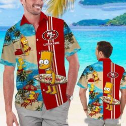 San Francisco 49ers Hawaiian Shirt – Bart Simpson Beach Graphic