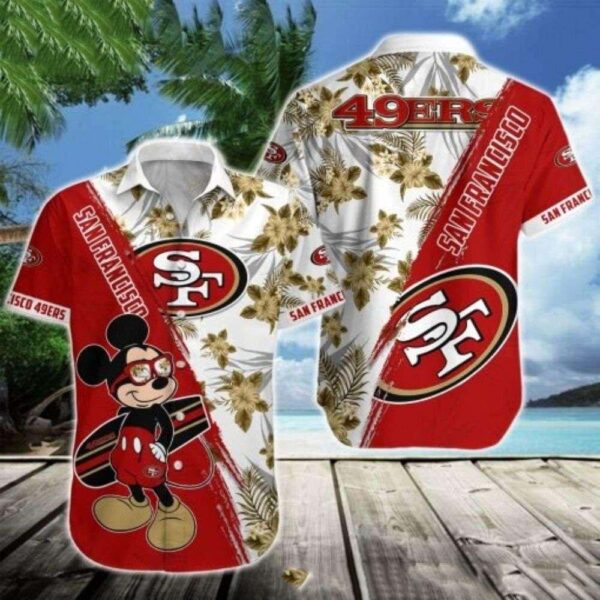 San Francisco 49ers Hawaiian Shirt – Mickey’s Hibiscus Adventure