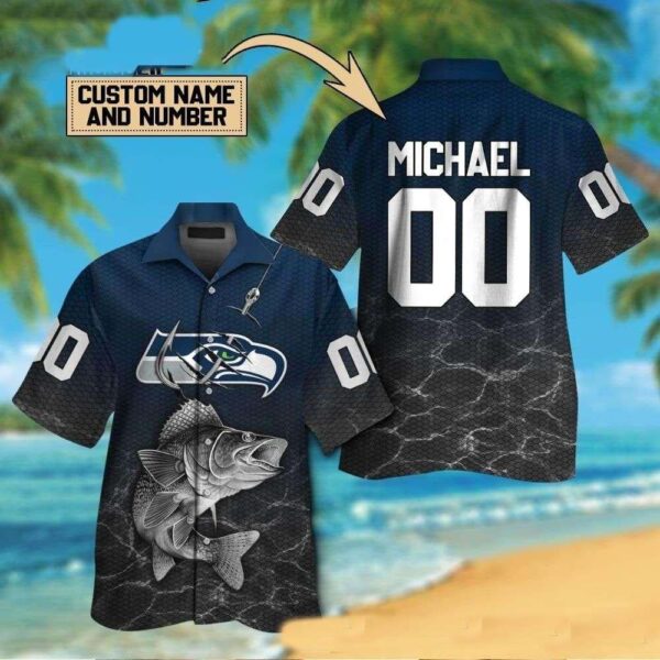 Seahawks Deep Sea Fishing Customizable Dark Hawaiian Shirt