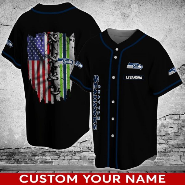 Seattle Seahawks Customizable NFL Baseball Jersey Shirt