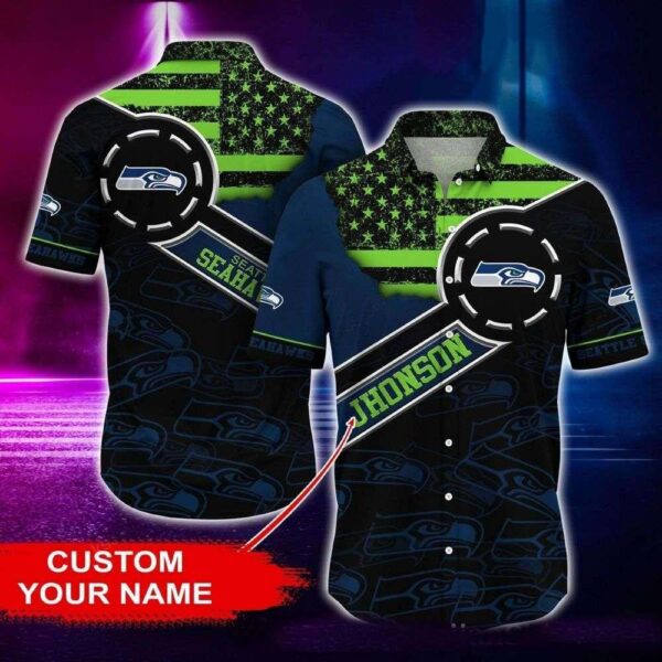 Seattle Seahawks Neon Dream Customizable Hawaiian Shirt